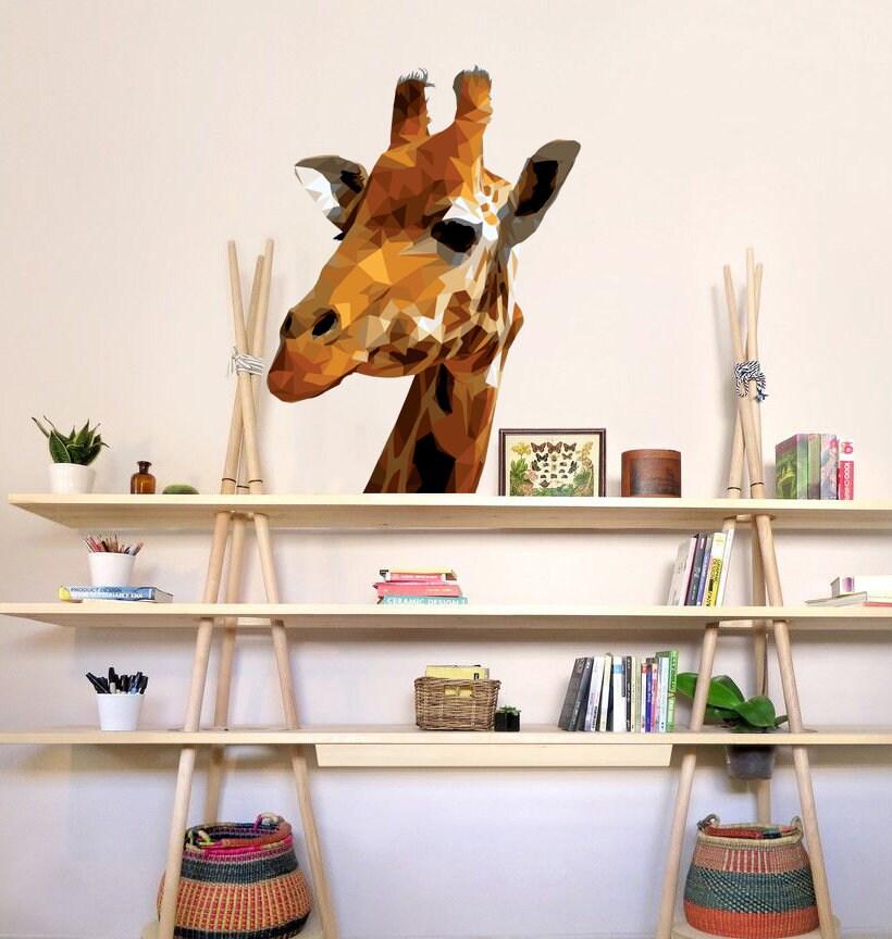 Giraffe Animal Polygonal Wall decal, Giraffe Animal Polygon sticker, modern wall art, animal wall decals Multi Color GD231