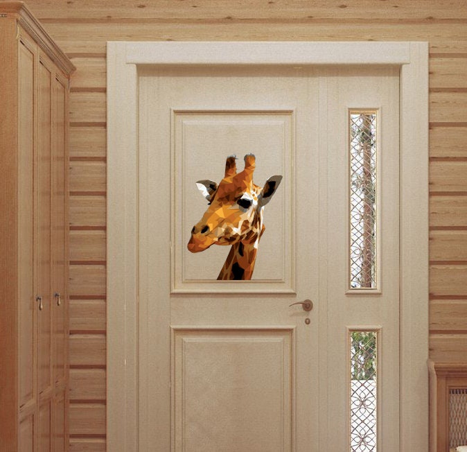 Giraffe Animal Polygonal Wall decal, Giraffe Animal Polygon sticker, modern wall art, animal wall decals Multi Color GD231
