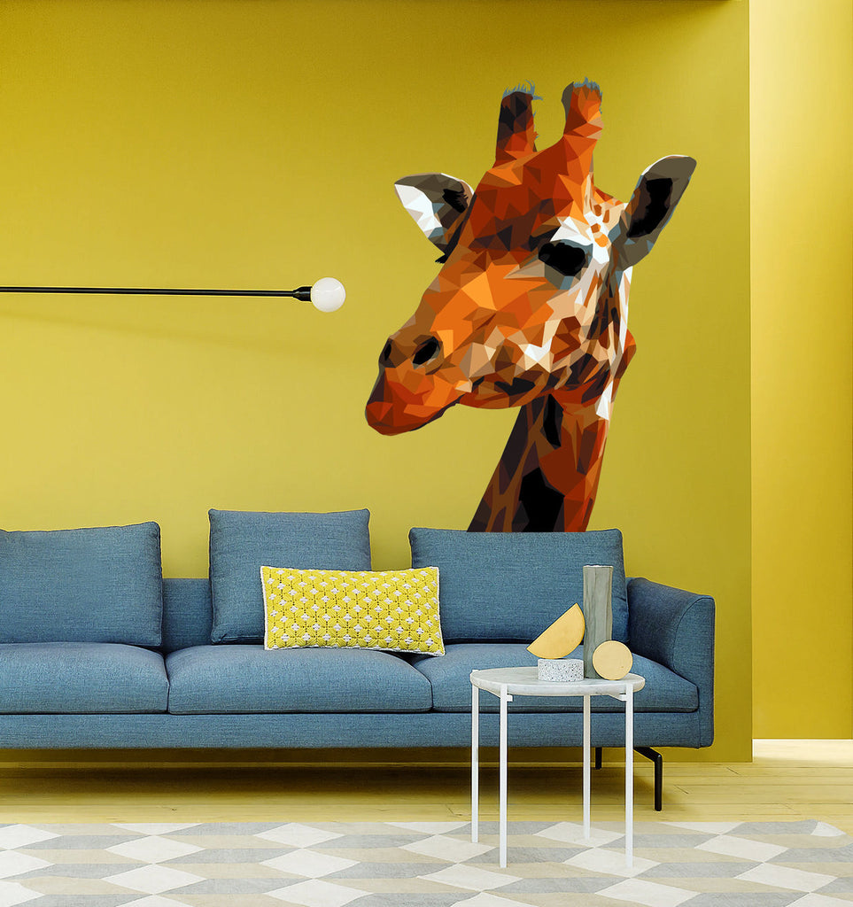 Giraffe Animal Polygonal Wall decal, Giraffe Animal Polygon sticker, modern wall art, animal wall decals Multi Color GD231