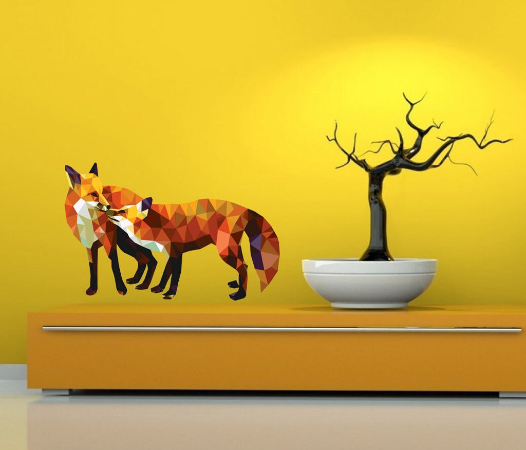 Fox Animal Polygonal Wall decal, Fox Animal Polygon sticker, modern wall art, Nursery Baby Playroom Living Room Murals Multi Color GD235