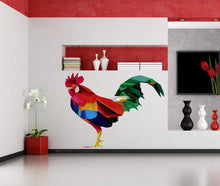 Load image into Gallery viewer, Rooster Wall Decals Stickers, Rooster Animal Art Wall Sticker Decal, modern wall art,Yellow w/Red Orange Blue Grey Green Brown Black GD242