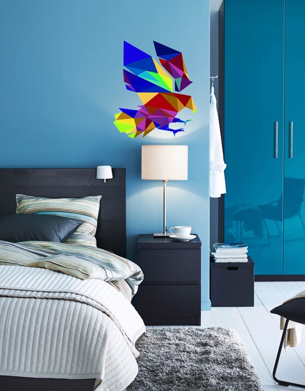 Eagle Bird Polygonal Wall decal, Eagle Bird Polygon sticker,modern wall art, Multi Color GD251