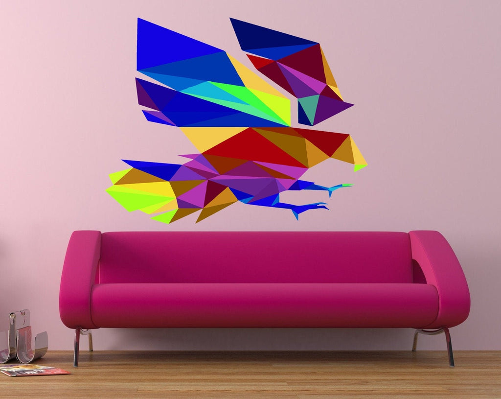 Eagle Bird Polygonal Wall decal, Eagle Bird Polygon sticker,modern wall art, Multi Color GD251