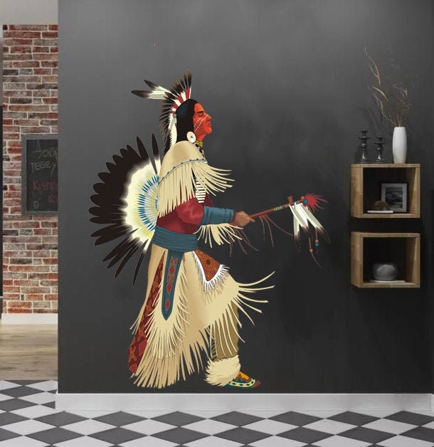 Indian Wall decal, Indian Wall sticker, modern wall art, Multi Color Wall Decals Feathers Wall Stickers Bedroom Living Room Wall Decor k-889