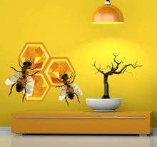 Load image into Gallery viewer, Bee Honeycomb Wall Decal, Bees Wall Decals, Bumble Bee Wall Stickers, Vinyl Wall Decals Bees Bee Honeycomb Wall sticker GD257