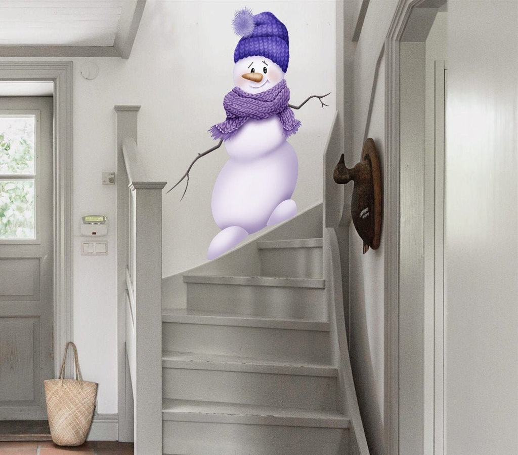 Snowman Wall decal, Snowman Wall sticker,modern wall art, Multi Color k-874