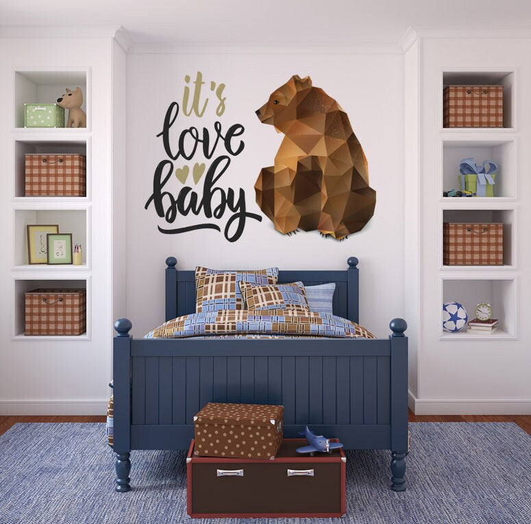 Quote Bear Polygonal Wall decal, Quote Bear Polygon sticker,modern wall art, Multi Color GD270
