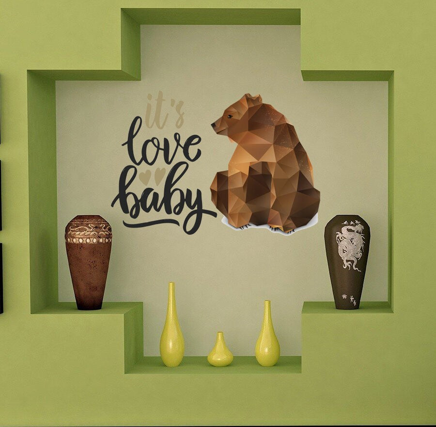 Quote Bear Polygonal Wall decal, Quote Bear Polygon sticker,modern wall art, Multi Color GD270