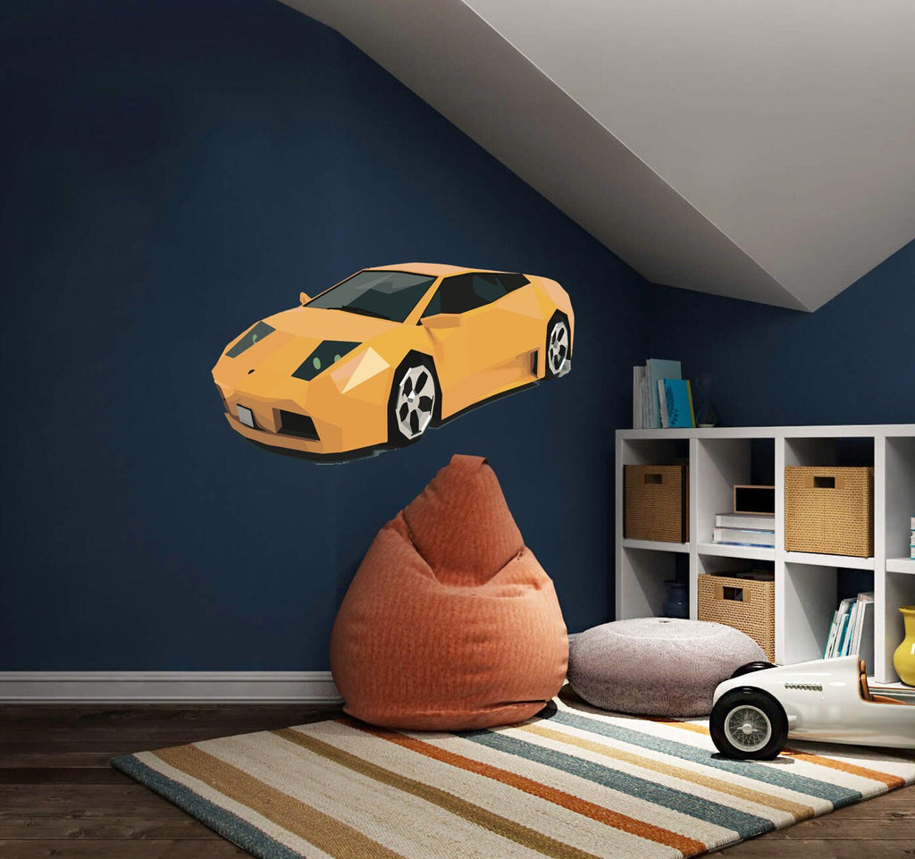 Car Polygonal Wall decal, Car Polygon sticker,modern wall art, Multi Color GD272