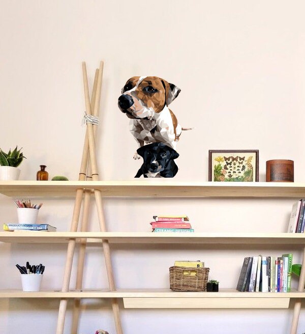 Dogs Polygonal Wall decal, dogs wall stickers, dog wall decor, dog room decor, pet decor for home, wall decor living room Multi Color GD273