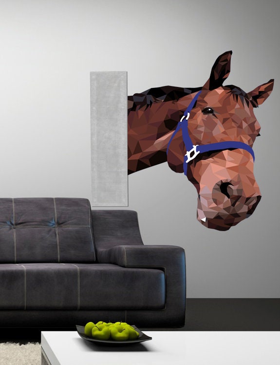 Horse Polygonal Wall decal, room decor , sticker, wall sticker. horse wall sticker, wall decor for bedroom, vinyl sticker, Multi Color GD277