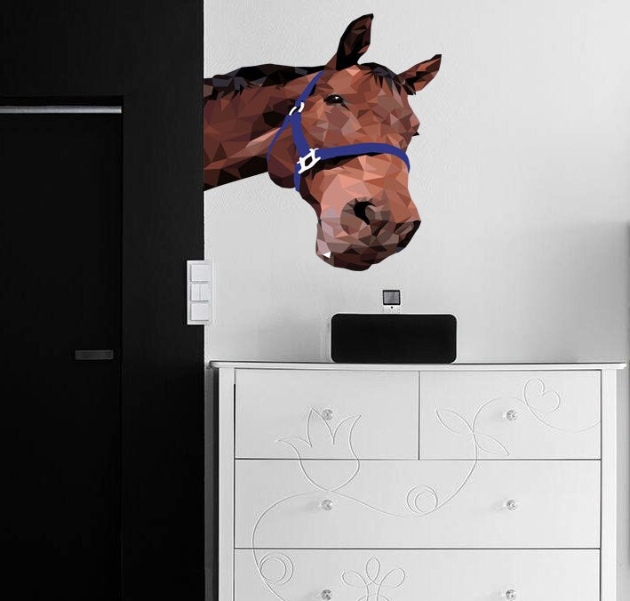 Horse Polygonal Wall decal, room decor , sticker, wall sticker. horse wall sticker, wall decor for bedroom, vinyl sticker, Multi Color GD277