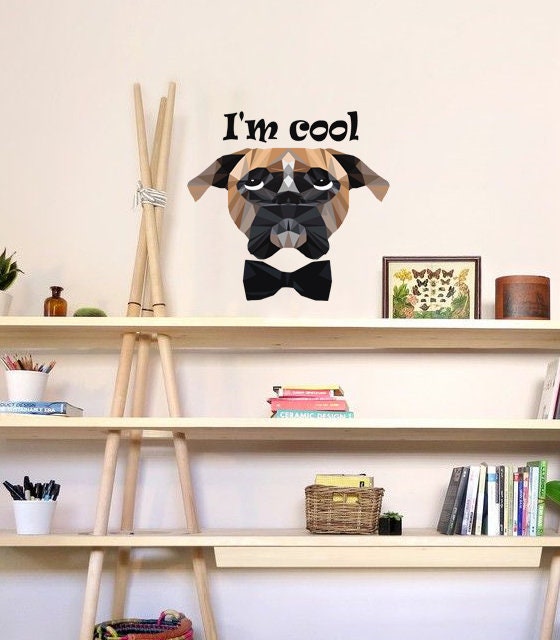 Pit Bull 3d Dog Polygonal Wall decal, dog bedroom decor for boys, dogs wall stickers, living room decor, wall decoration Multi Color GD281