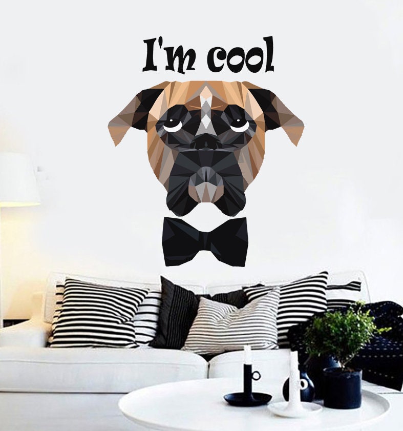 Pit Bull 3d Dog Polygonal Wall decal, dog bedroom decor for boys, dogs wall stickers, living room decor, wall decoration Multi Color GD281