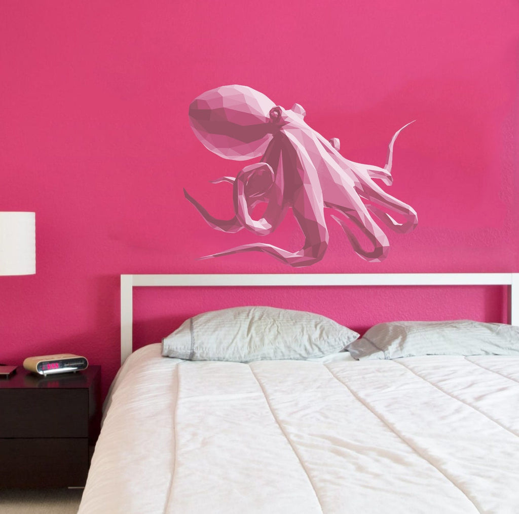 Squid Polygonal Wall decal, Wallmonkeys Squid Wall Decal Peel and Stick Graphic, Octopus Wall Sticker Ocean Sea Fish Multi Color GD285