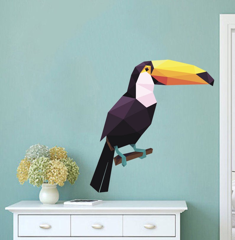 Lovely Cute Toucan Birds Animal 3D Vinyl Wall Stickers Removable Wall Decals Art Decorations Decor for Nursery Baby Bedroom Playroom- GD289