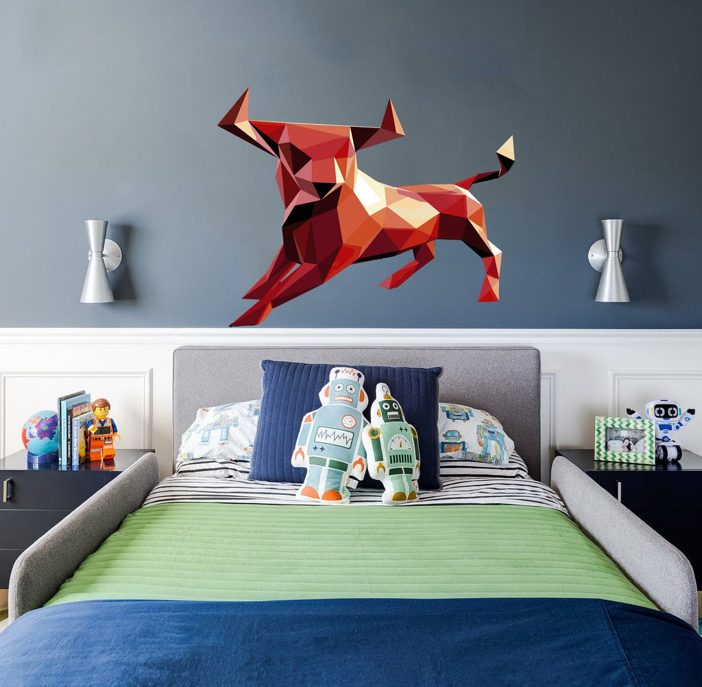 Wallmonkeys Red Stock Bull Wall Decal Peel and Stick, Bull Silhouette Wall Sticker Decal Animal Kids Nursery Bedroom Home Kitchen-GD290
