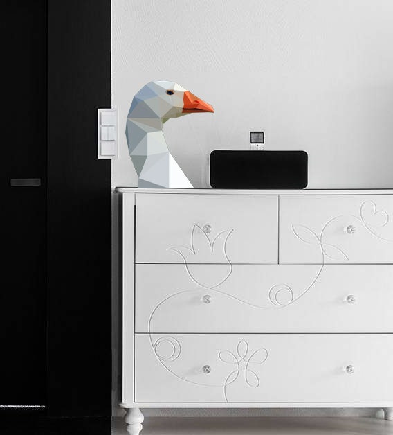 Swan Polygonal Wall decal, Swan Wall Decals Girls Wall Stickers Girls Bedroom Romantic Room Wall Decor-Multi Color GD291