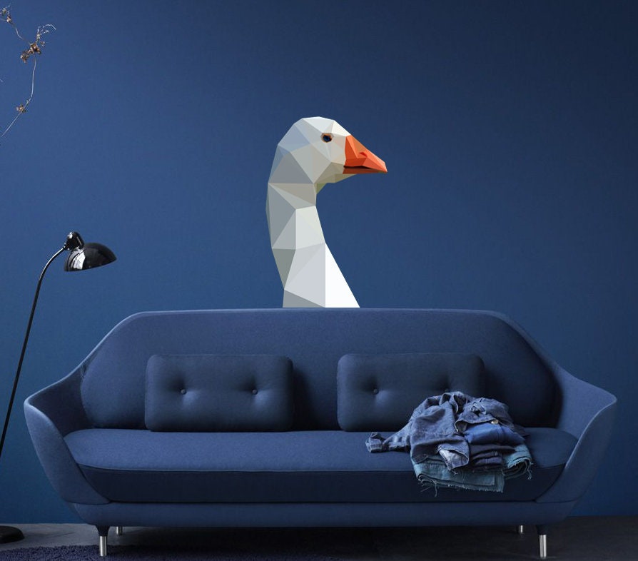 Swan Polygonal Wall decal, Swan Wall Decals Girls Wall Stickers Girls Bedroom Romantic Room Wall Decor-Multi Color GD291