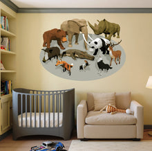 Load image into Gallery viewer, Animals Polygonal Wall decal, Animals Polygon sticker, modern wall art, Jungle Animal Wall Stickers for Kids Room Decor Multi Color GD292
