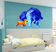 Load image into Gallery viewer, Bear Dog Polygonal Wall decal, 3d bear dog wall decal, dog bedroom decor for boys, dogs wall stickers, dog wall decor, Multi Color GD301