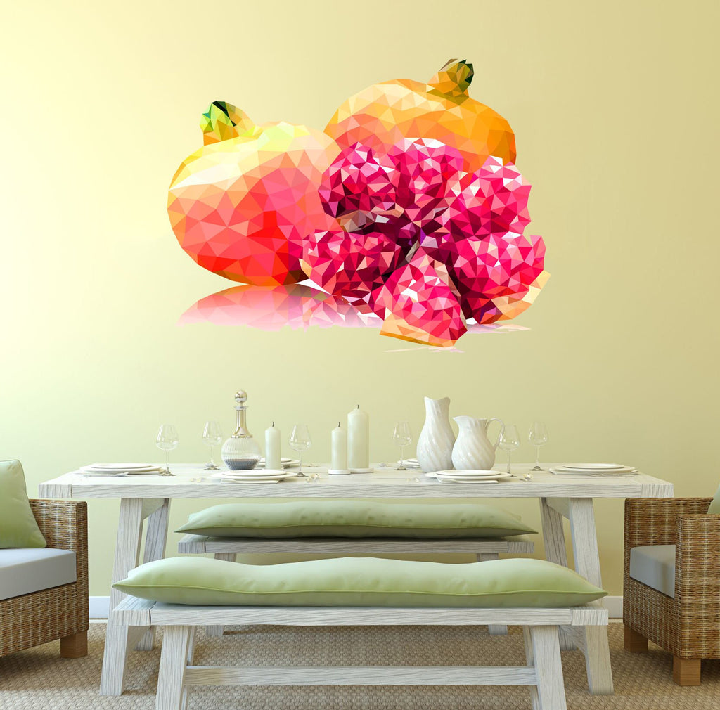 Pomegranate fruit Polygonal Wall decal Pomegranate fruit Polygon sticker Pomegranate Polygon Modern Kitchen wall stickers Multi Color GD303