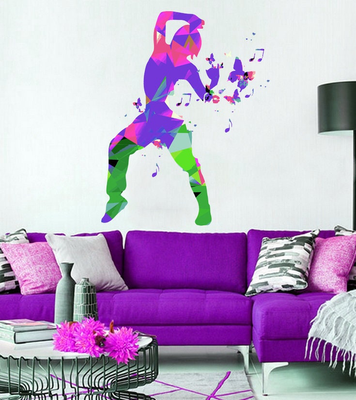 Dancer Dance Polygonal Wall decal, Dancer Dance Polygon sticker,modern wall art, Multi Color GD307