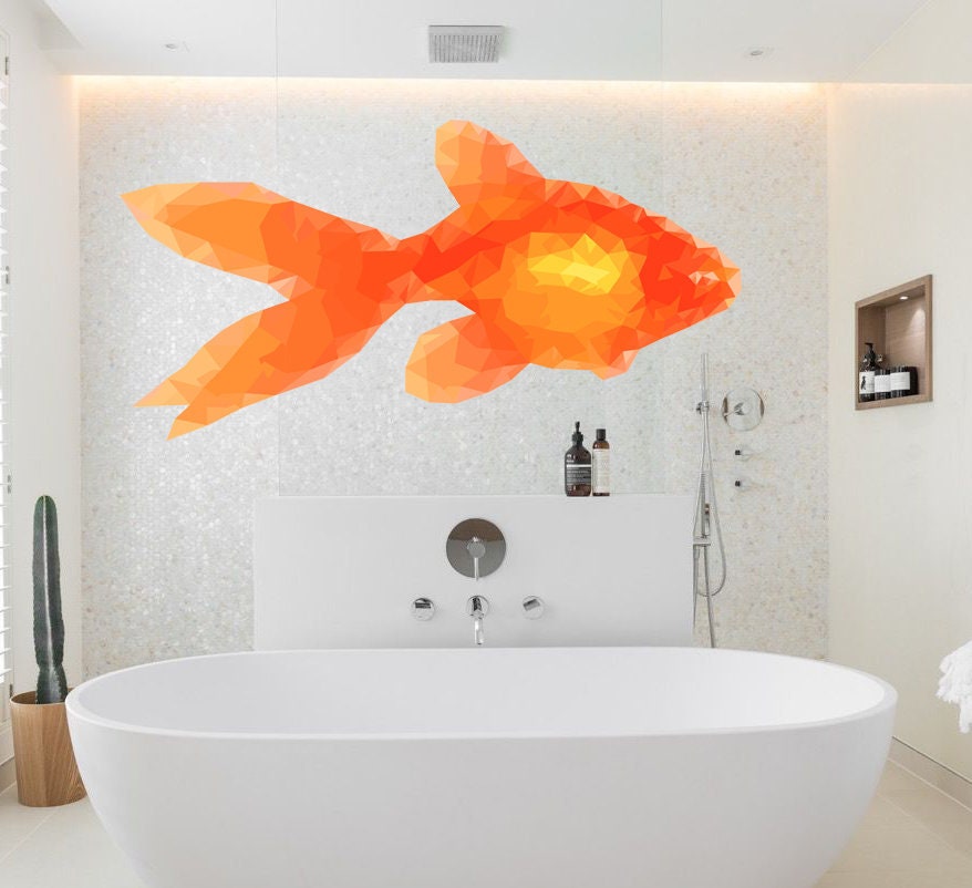Gold fish Polygonal Wall decal, Goldfish Aquarium StickerVinyl Waterproof Sticker Decal Car Laptop Wall Window Sticker Multi Color GD308