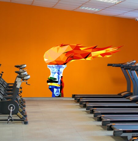 Olympic Flame Polygonal Wall decal, Olympic Flame Polygon sticker,modern wall art, Multi Color GD311