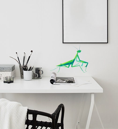 Mantis insect Polygonal Wall decal, Mantis insect Polygon sticker,modern wall art, Multi Color GD262