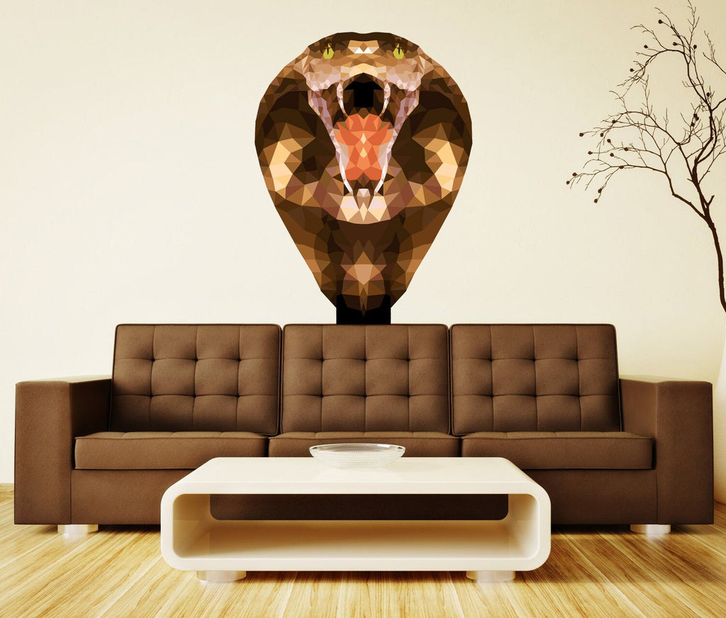 King Cobra Snake Wall Decal by Wallmonkeys Peel and Stick Graphic, Tribal Room Snake Cobra Reptile Stickers Multi Color GD264