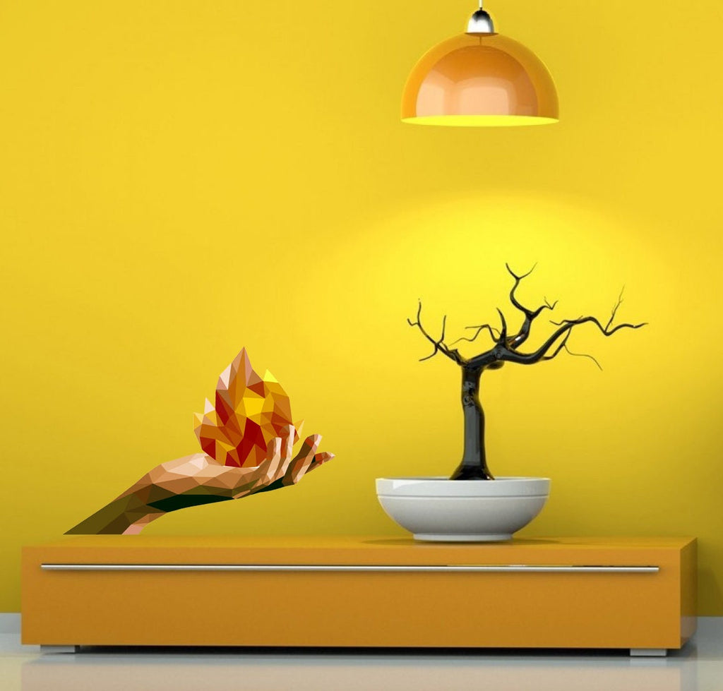 Bonfire fire Polygonal Wall decal, Bonfire fire Polygon sticker,modern wall art, Multi Color GD324