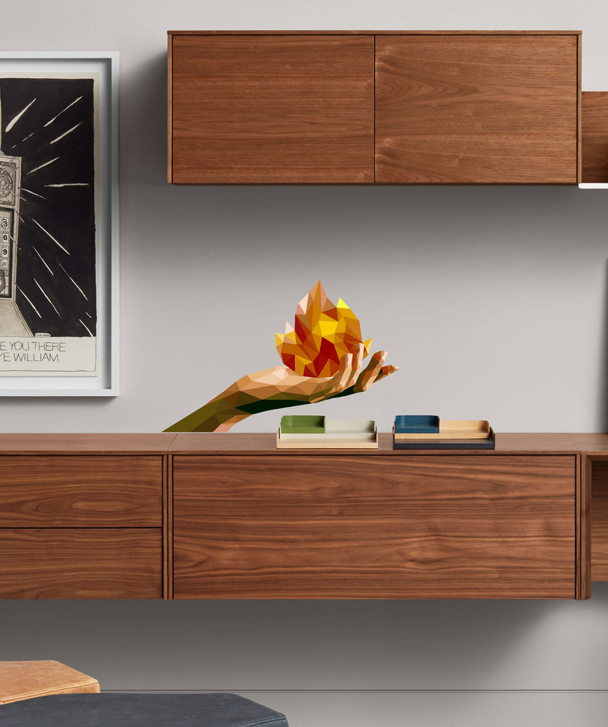 Bonfire fire Polygonal Wall decal, Bonfire fire Polygon sticker,modern wall art, Multi Color GD324