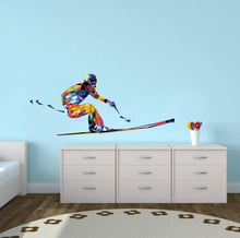 Load image into Gallery viewer, Skier Polygonal Wall decal, Skier Polygon sticker,modern wall art, Multi Color GD325