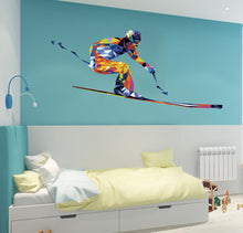 Load image into Gallery viewer, Skier Polygonal Wall decal, Skier Polygon sticker,modern wall art, Multi Color GD325