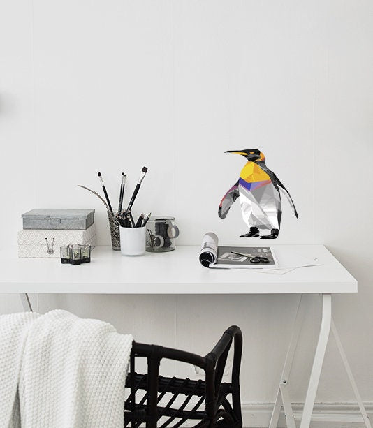 Penguin Polygonal Wall decal,Wallmonkeys Penguin Wall Decal Peel and Stick Animal Graphics Multi Color GD329