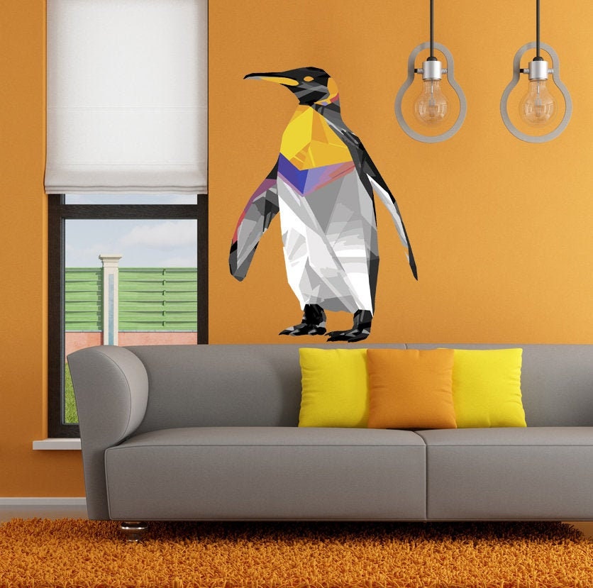 Penguin Polygonal Wall decal,Wallmonkeys Penguin Wall Decal Peel and Stick Animal Graphics Multi Color GD329