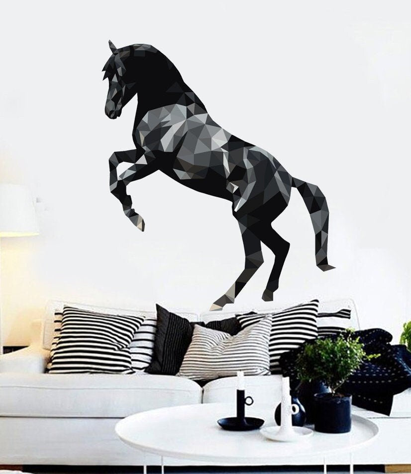 horse decor ,black horse warp , wall sticker apartment decoration, room decals art for bedroom vinyl GD333