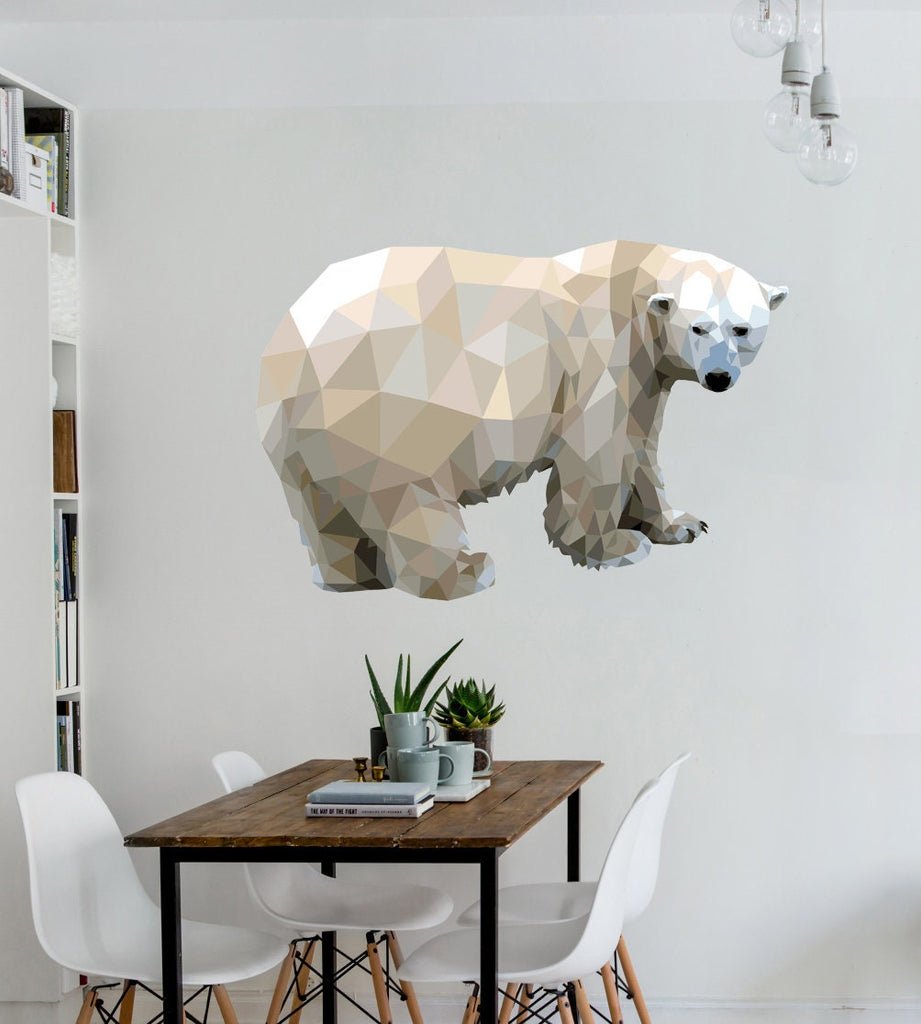Polar bear Polygonal Wall decal, Polar bear Polygon sticker,modern wall art, Multi Color GD336