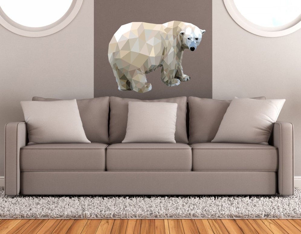 Polar bear Polygonal Wall decal, Polar bear Polygon sticker,modern wall art, Multi Color GD336