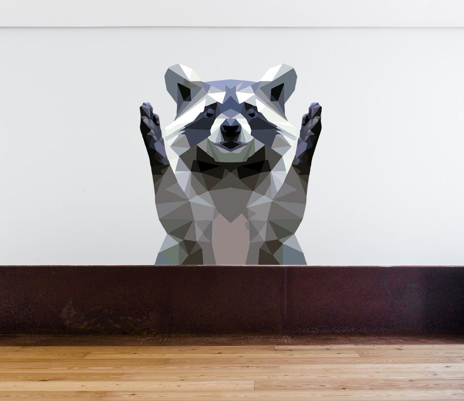 Raccoon Home Decor Raccoon Wall Decal Wild Animal Wall Decal Mural Sticker Removable Tree Raccoons Bedroom Peel and Stick Multi Color GD338