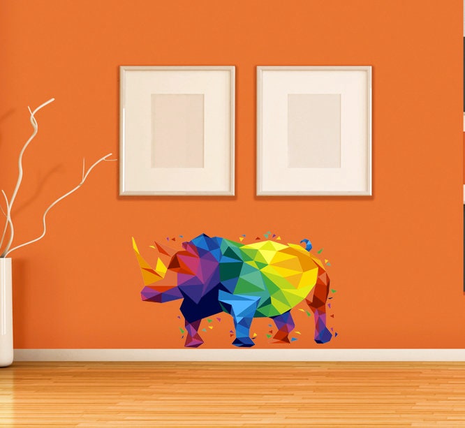 Rhinoceros Polygonal Wall decal, Rhinoceros Polygon sticker,modern wall art, Multi Color GD341