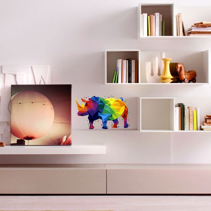 Rhinoceros Polygonal Wall decal, Rhinoceros Polygon sticker,modern wall art, Multi Color GD341