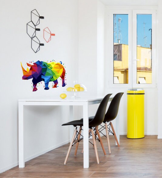 Rhinoceros Polygonal Wall decal, Rhinoceros Polygon sticker,modern wall art, Multi Color GD341