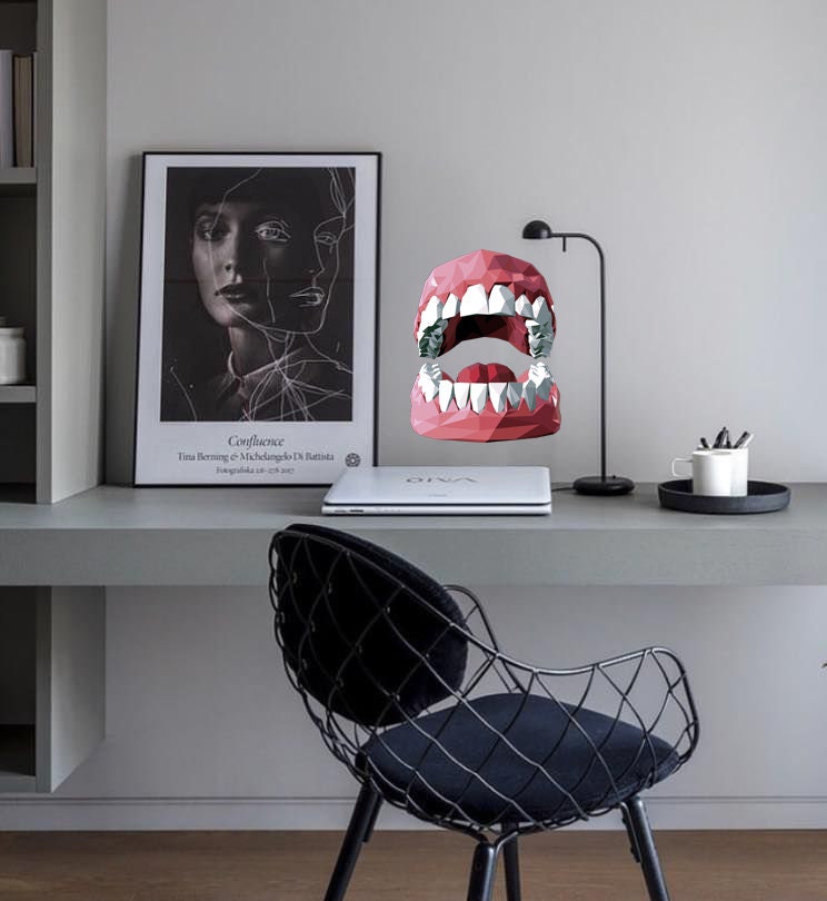 Teeth Jaw Polygonal Wall decal, Teeth Jaw Polygon sticker,modern wall art, Multi Color GD343