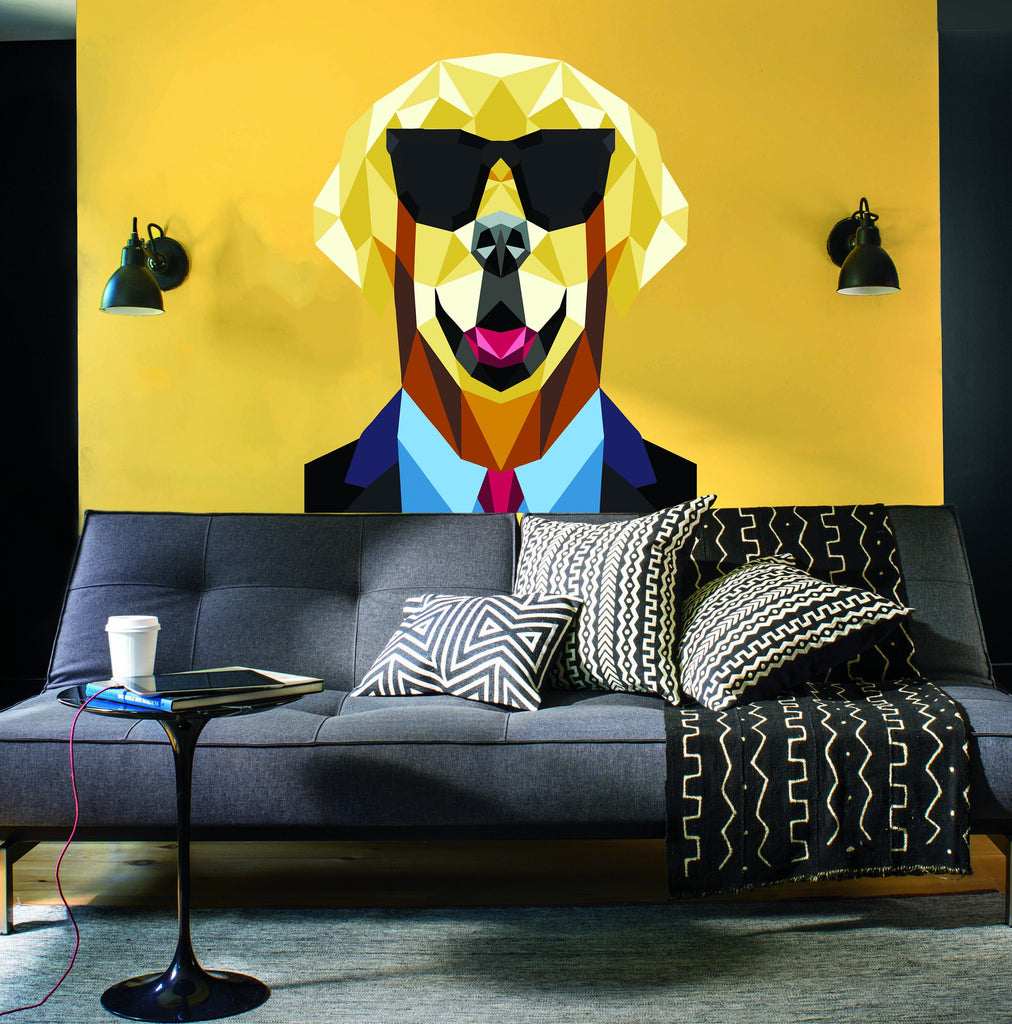 Stylish dog Polygonal Wall decal, wall decor living room ,modern wall art, dog wall decor, dog stickers, Multi Color GD345