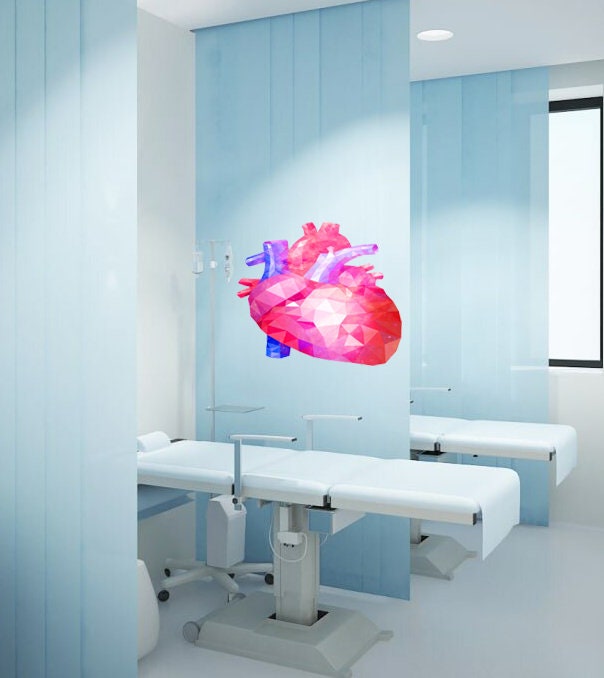 Human Heart Wall Decal by Wallmonkeys Peel and Stick Graphic, Heart Polygon sticker,modern wall art, Multi Color GD267