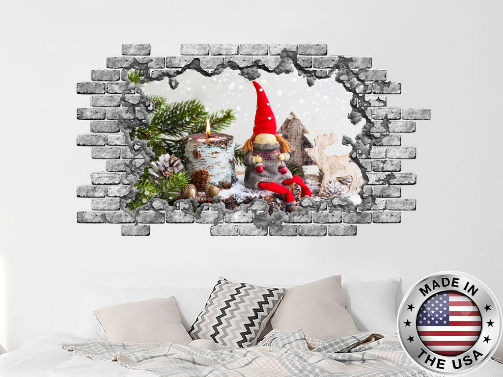 Christmas Wall Decal. Hole in the Decals. Xmas Vinyl Sticker Murals. Christmas Above Bed. Christmas Dolls Gift. Holiday Window Decor NT205