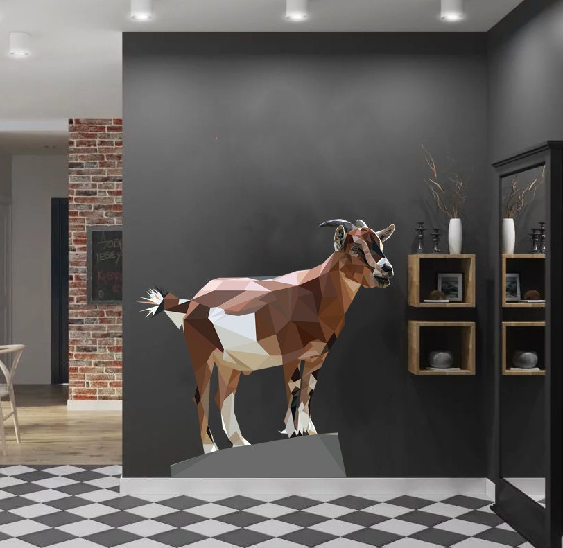 Goat Polygonal Wall decal, Goat Polygon sticker,modern wall art, Multi Color GD271