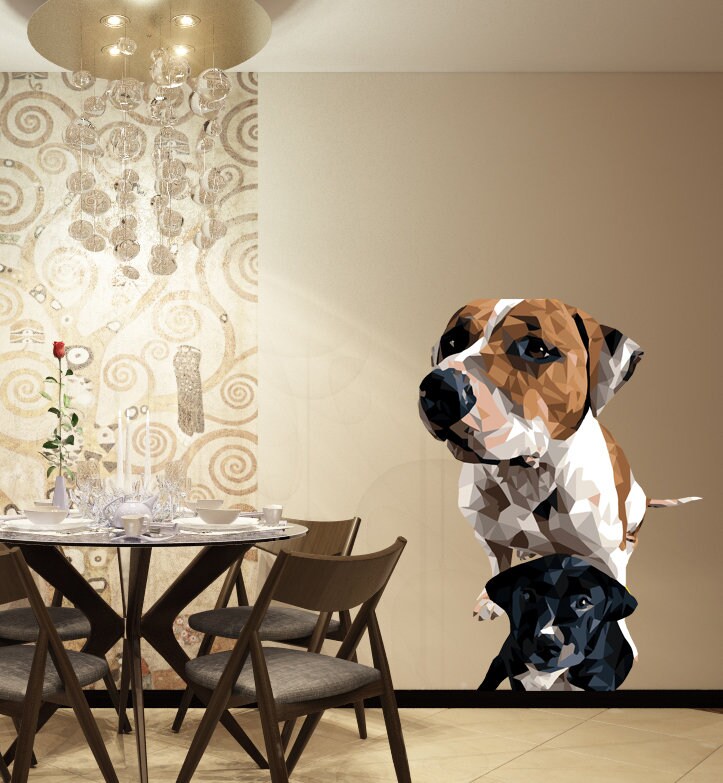 Dogs Polygonal Wall decal, dogs wall stickers, dog wall decor, dog room decor, pet decor for home, wall decor living room Multi Color GD273